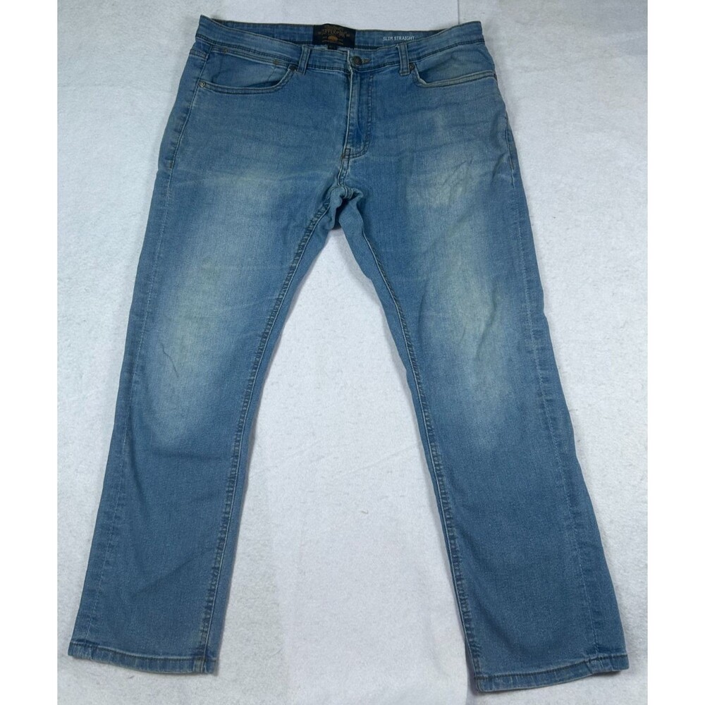 Copper & Oak Slim Straight Jeans Men's 34x30 Light Wash Stretch Denim Pants
